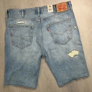 Levi's 412 Slim Fit Distressed Light Wash 11in Inseam (Jorts) Jean Shorts
